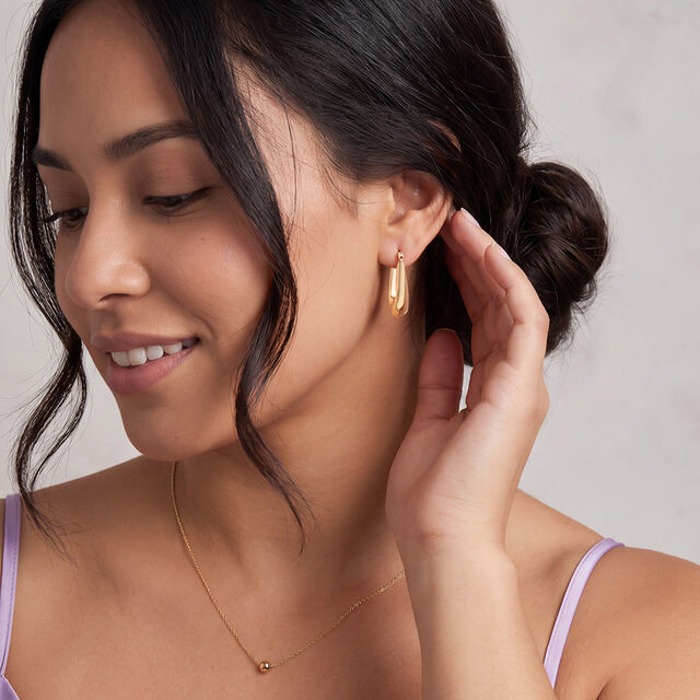 Tanishq Golden Horseshoe Sweep Hoop Earrings for Women 