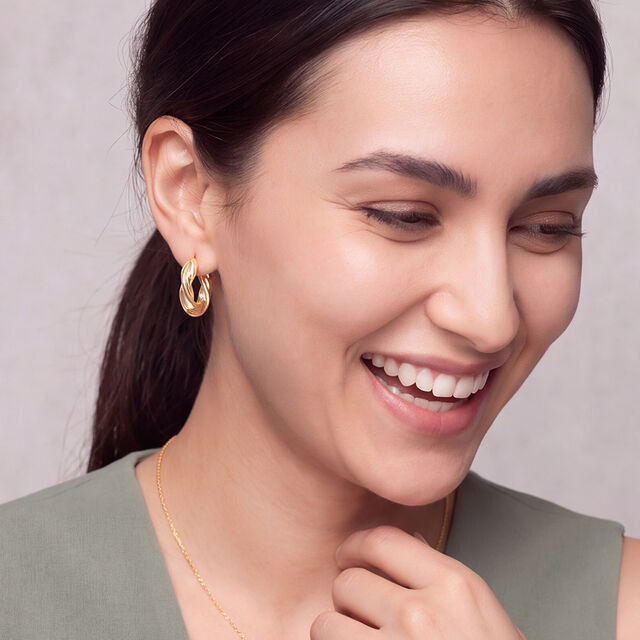 Tanishq Golden Braided Circle Hoop Earrings for Women 2