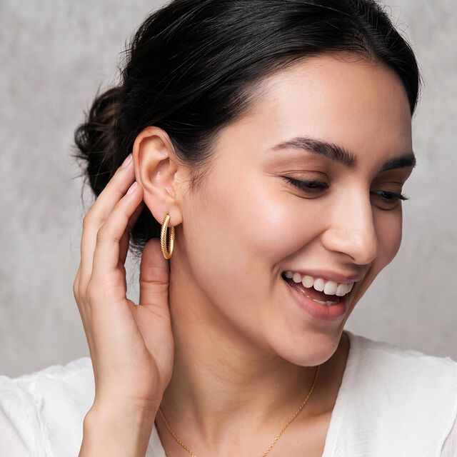 Tanishq Golden Sunray Hoop Earrings for Women 2