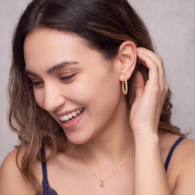Tanishq Golden Bubble Garland Hoop Earrings for Women 2