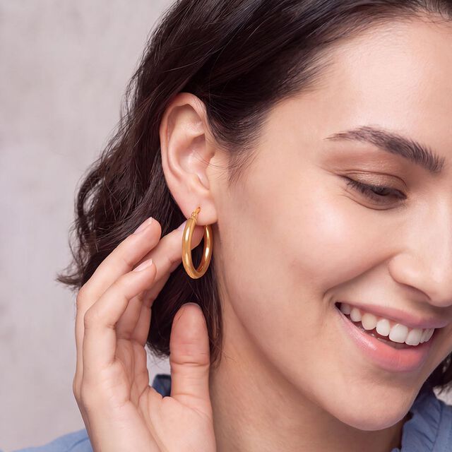 Tanishq Sunlit Orbit Hoop Earrings for Women 