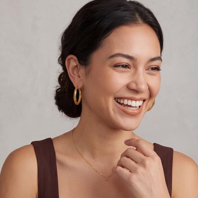 Tanishq Golden Moonline Hoop Earrings for Women 