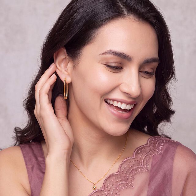 Tanishq Gold Rhythm Hoop Earrings for Women 