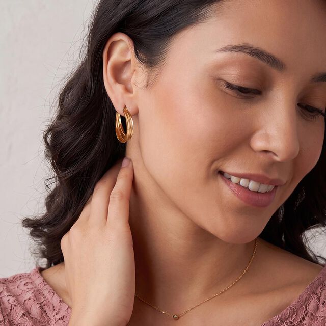 Tanishq Golden Circles in Conversation Hoop Earrings for Women 