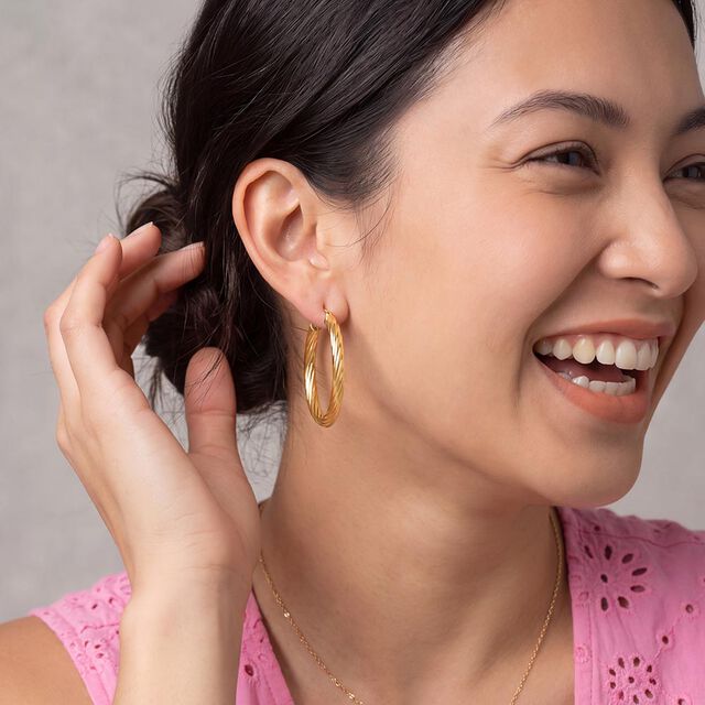 Tanishq Sunlit Strands Hoop Earrings for Women 2