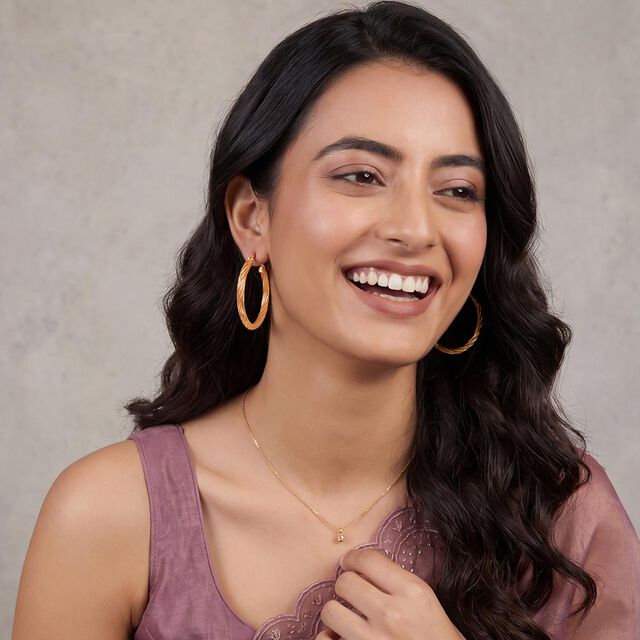 Tanishq Sunlit Strands Hoop Earrings for Women 
