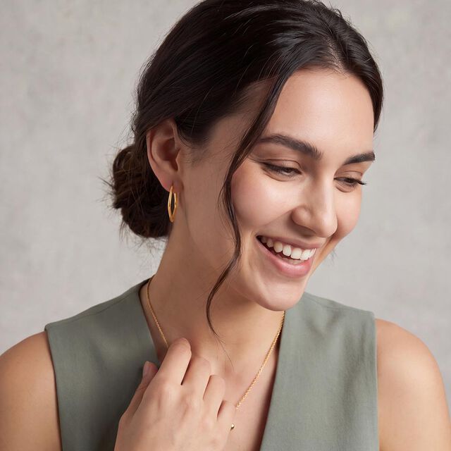 Tanishq Golden Freehand Square Hoop Earrings for Women 