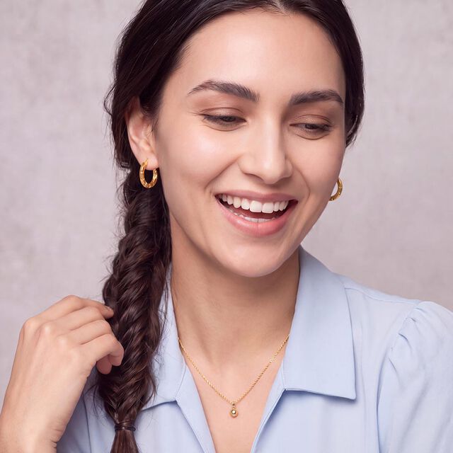 Tanishq Golden Sundial Hoop Earrings for Women 2
