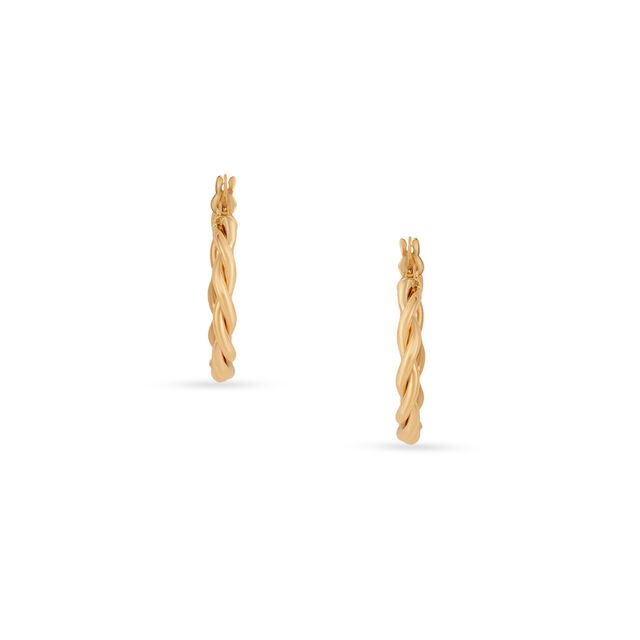 Tanishq Golden Twisted Vine Hoop Earrings for Women 