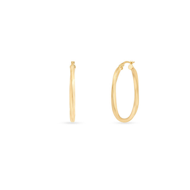 Tanishq Golden Freehand Oval Hoop Earrings for Women 2