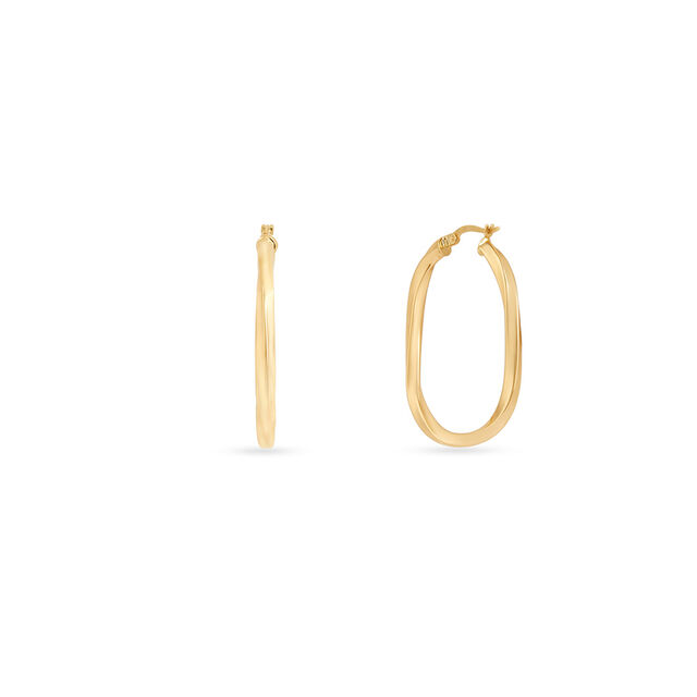 Tanishq Golden Freehand Oval Hoop Earrings for Women 3