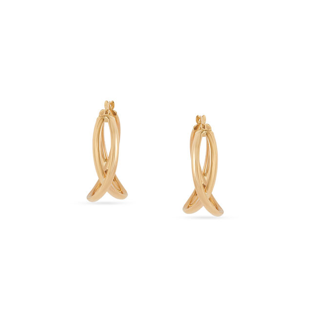 Tanishq Golden Interlaced Orbit Hoop Earrings for Women 
