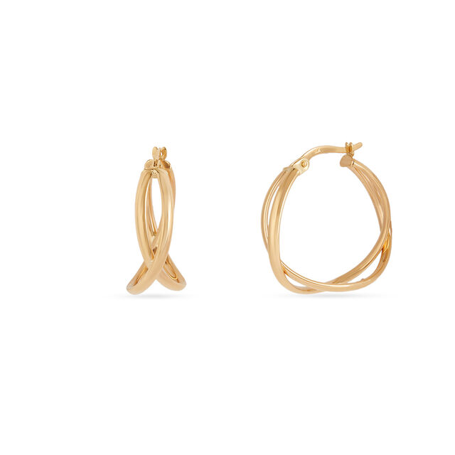Tanishq Golden Interlaced Orbit Hoop Earrings for Women 2
