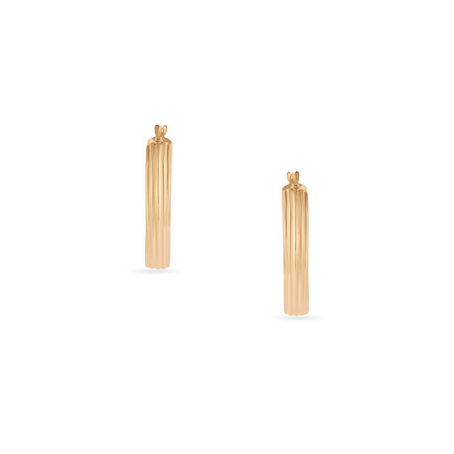 Tanishq Golden Double-Sided Ripple Hoop Earrings for Women 