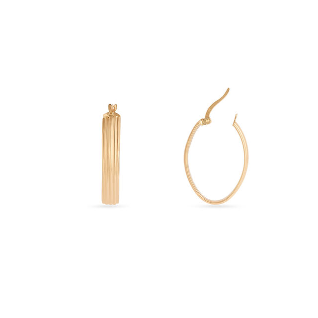 Tanishq Golden Double-Sided Ripple Hoop Earrings for Women 4