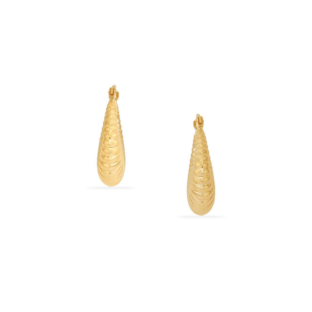 Tanishq Golden Fan Of Ribbons Hoop Earrings for Women 