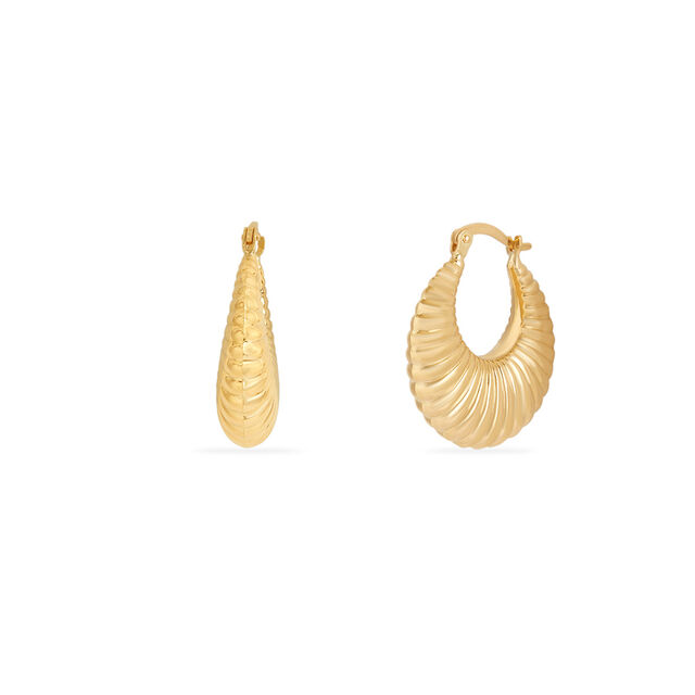 Tanishq Golden Fan Of Ribbons Hoop Earrings for Women 2