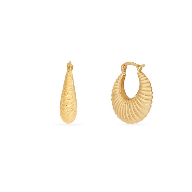 Tanishq Golden Fan Of Ribbons Hoop Earrings for Women 3