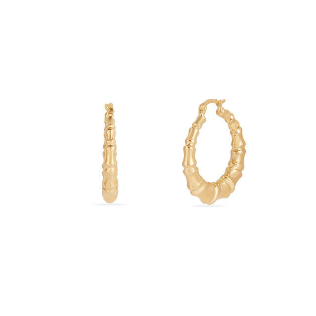 Tanishq Golden Bamboo Curve Hoop Earrings for Women 2