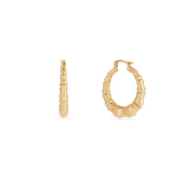 Tanishq Golden Bamboo Curve Hoop Earrings for Women 3
