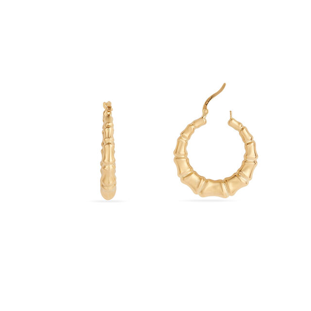 Tanishq Golden Bamboo Curve Hoop Earrings for Women 4