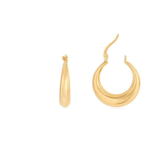 Tanishq Golden Crescent Glow Hoop Earrings for Women 4