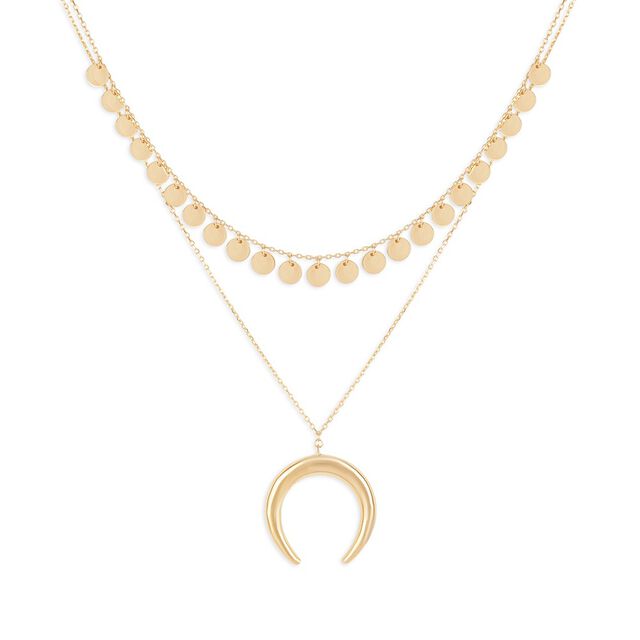 Tanishq Golden Moon And Coin Layered Necklace for Women 