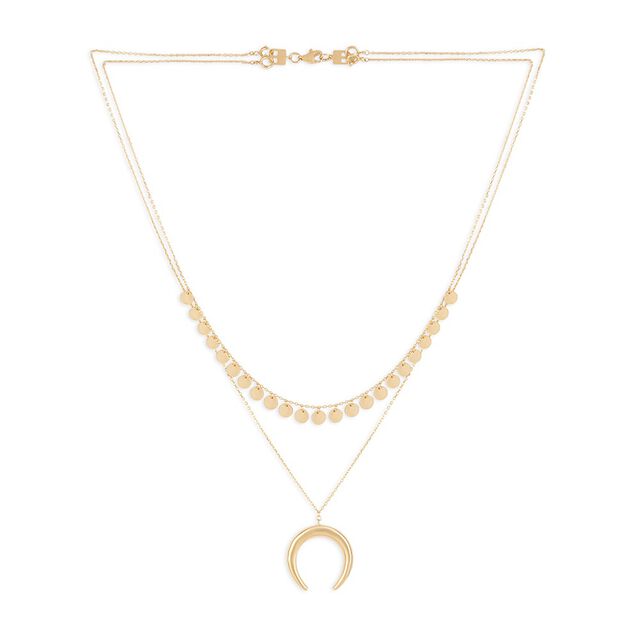 Tanishq Golden Moon And Coin Layered Necklace for Women 2