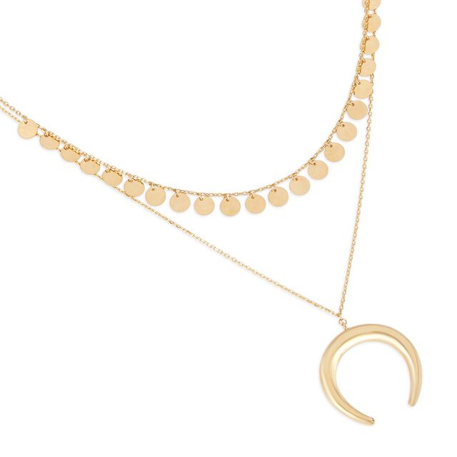 Tanishq Golden Moon And Coin Layered Necklace for Women 3