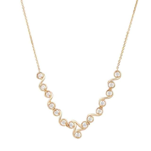 Tanishq 14KT Wavelet Chevron Diamond Necklace 