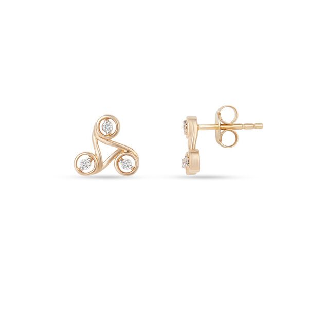Tanishq 14KT Whirlwind Tri-Loop Stud Earrings 2