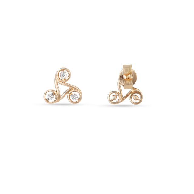 Tanishq 14KT Whirlwind Tri-Loop Stud Earrings 3