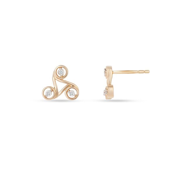 Tanishq 14KT Whirlwind Tri-Loop Stud Earrings 4