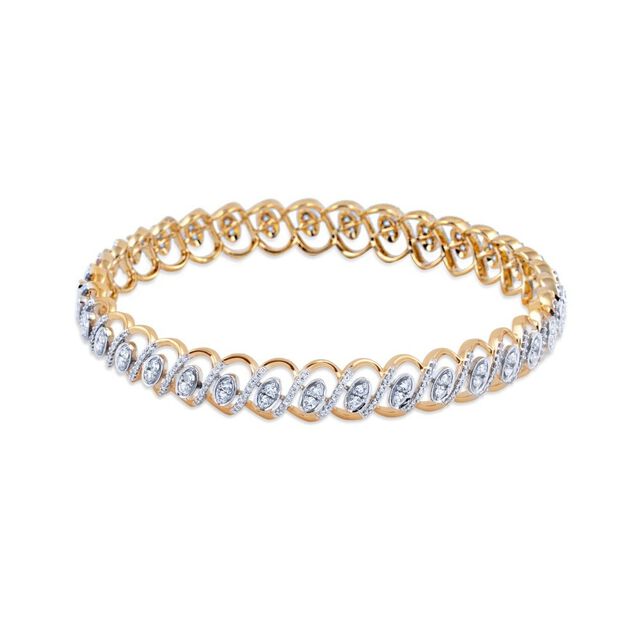 Diamond Embellished Vine Gold Bangle 2