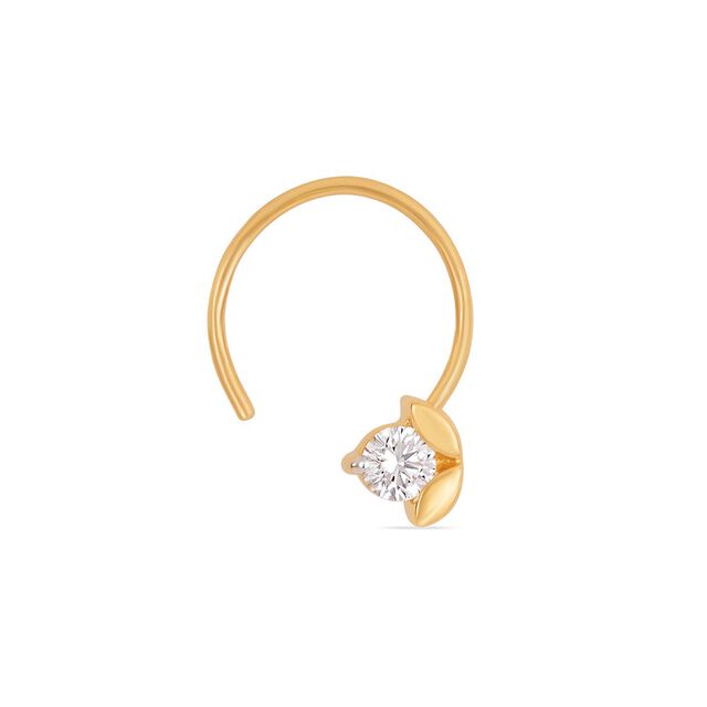 Flowerbud Gold and Diamond Nose Pin,,hi-res 