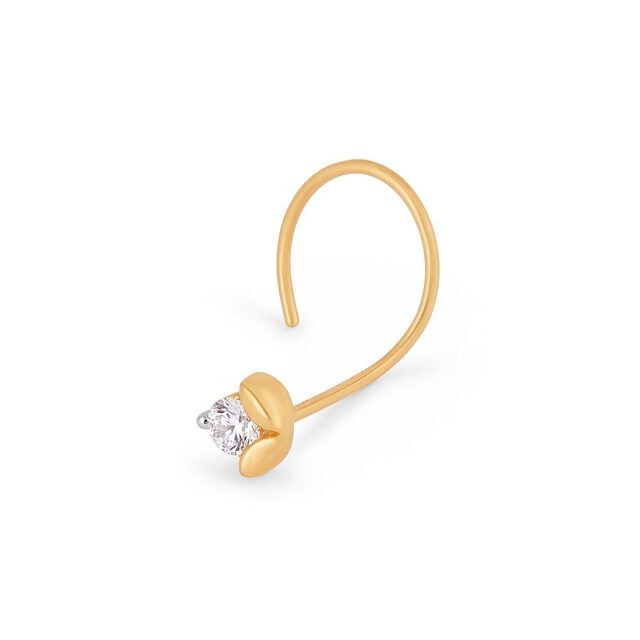 Flowerbud Gold and Diamond Nose Pin 6