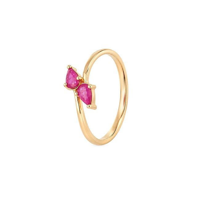 Divine 18 Karat Gold And Ruby Twin Bud Ring,,hi-res 3
