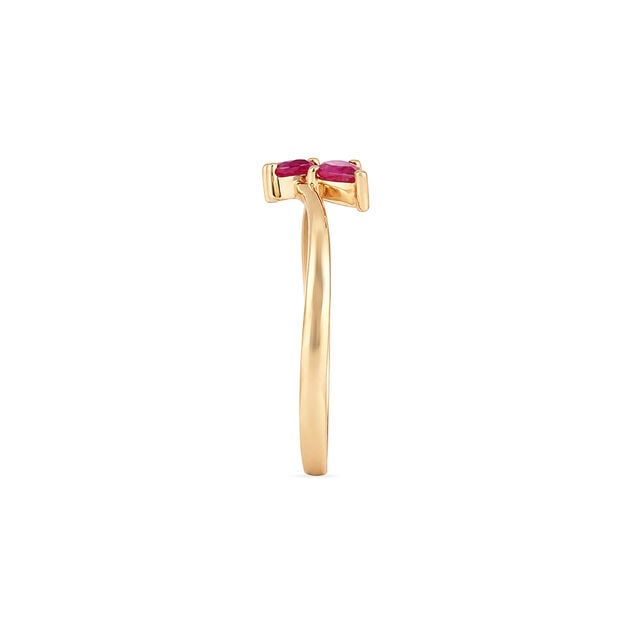 Divine 18 Karat Gold And Ruby Twin Bud Ring 4
