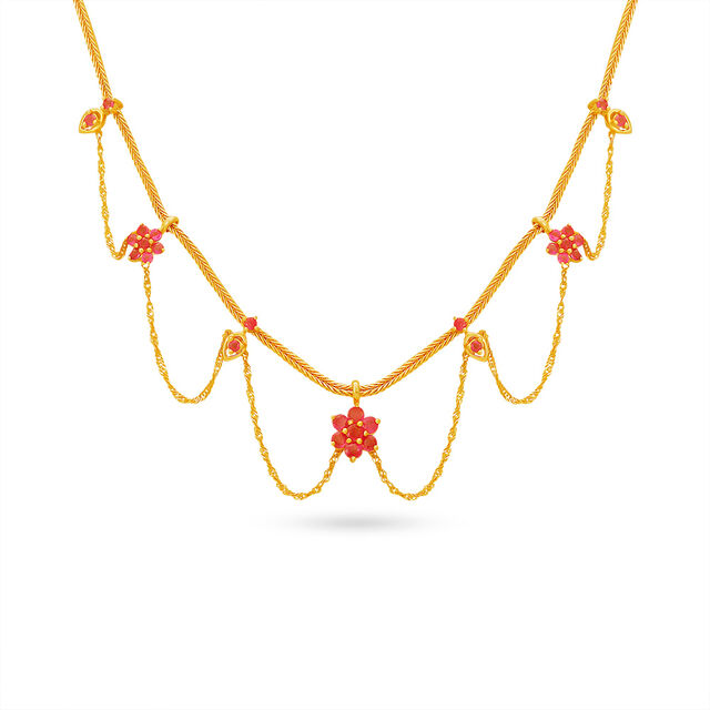 Delicate Ruby Flower Necklace 2