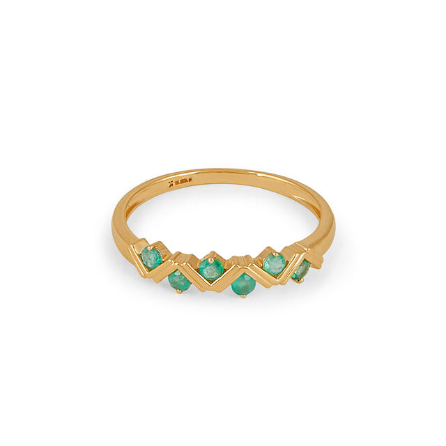 Tanishq 18 KT Emerald Chevron Ring for Women,,hi-res 