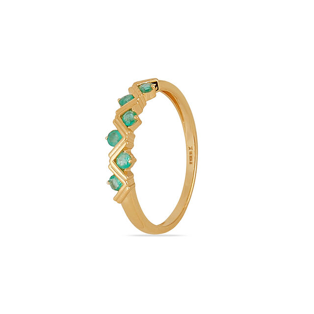 Tanishq 18 KT Emerald Chevron Ring for Women,,hi-res 2