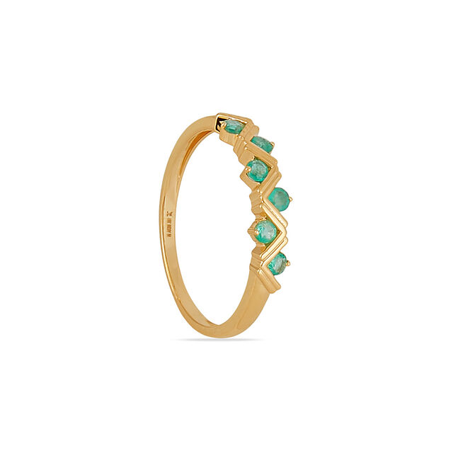 Tanishq 18 KT Emerald Chevron Ring for Women,,hi-res 3