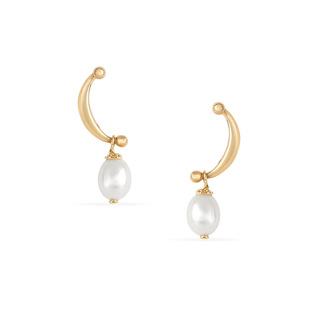Tanishq 18 KT Pearl Drop Gold Earrings for Women,,hi-res 