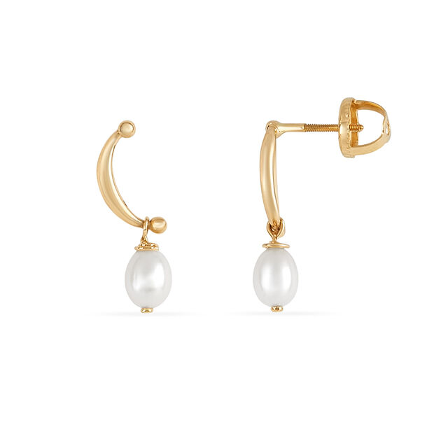 Tanishq 18 KT Pearl Drop Gold Earrings for Women,,hi-res 2