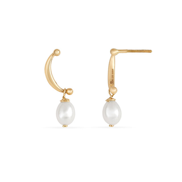 Tanishq 18 KT Pearl Drop Gold Earrings for Women 4