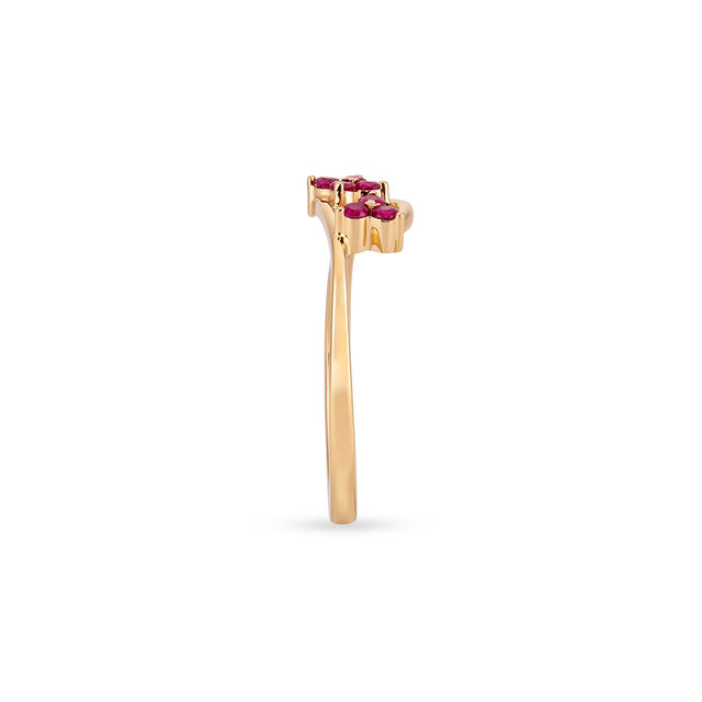 Mesmerising 18 Karat Gold And Ruby Double Floral Ring 3