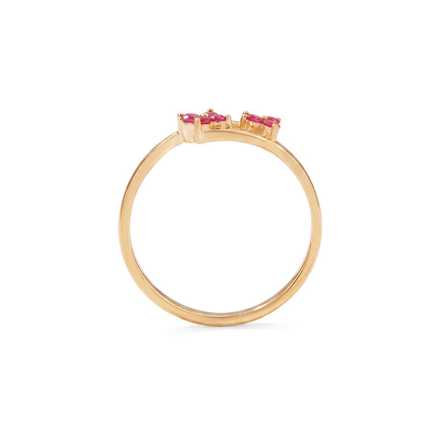 Mesmerising 18 Karat Gold And Ruby Double Floral Ring 4