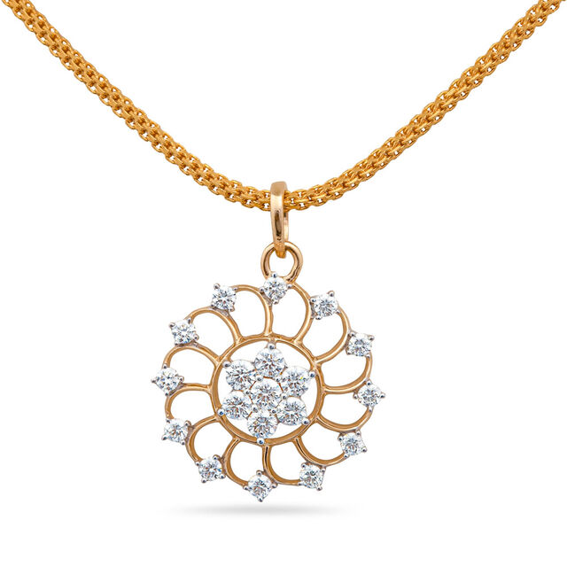 Delicate Floral Gold and Diamond Pendant,,hi-res 