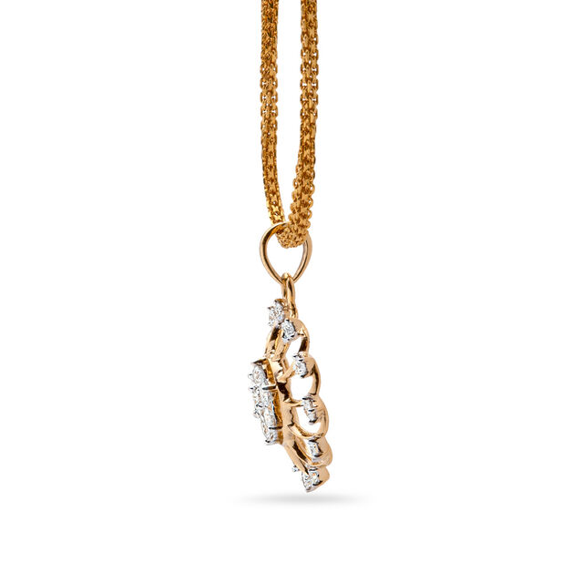Delicate Floral Gold and Diamond Pendant,,hi-res 2