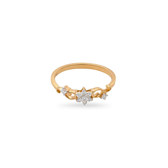 Floral Impression Gold and Diamond Ring 